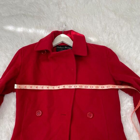 Women Cashmere Boutique Cashmere Wool Blend Pea Coat Mid Length Red Size 4 - Picture 4 of 13